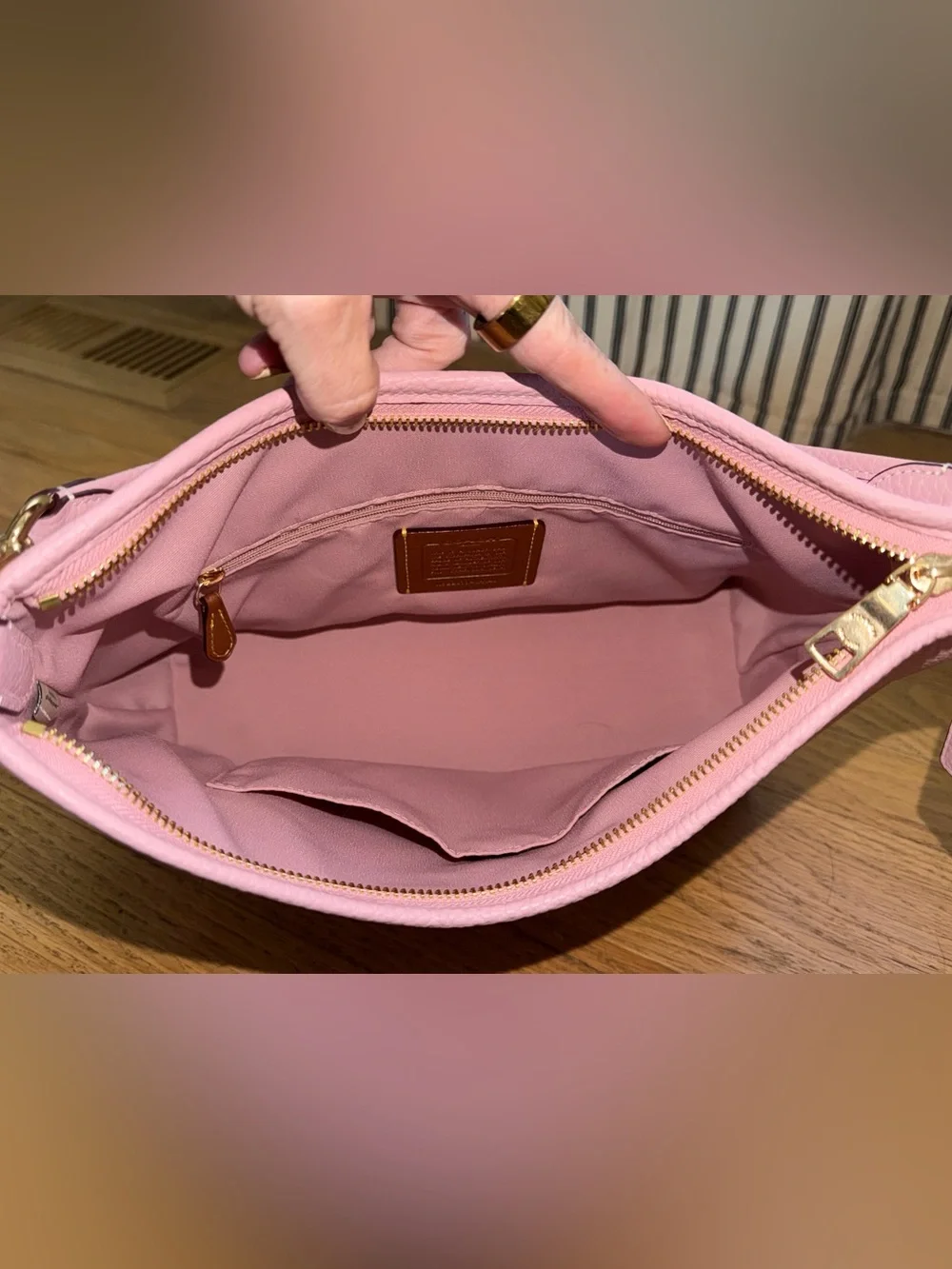 Coach Pebbled Leather Laurel Shoulder Bag in Carnation Pink